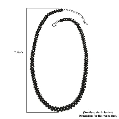 Elite Shungite 155.00 ctw Beaded Necklace in Rhodium Over Sterling Silver 18-20 Inches