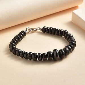 Elite Shungite Beaded Bracelet in Rhodium Over Sterling Silver (7.25 In) 65.00 ctw