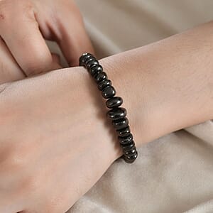 Elite Shungite Beaded Bracelet in Rhodium Over Sterling Silver (7.25 In) 65.00 ctw