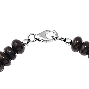 Elite Shungite Beaded Bracelet in Rhodium Over Sterling Silver (7.25 In) 65.00 ctw