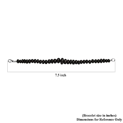 Elite Shungite Beaded Bracelet in Rhodium Over Sterling Silver (7.25 In) 65.00 ctw
