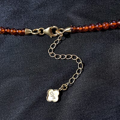 D'Joy Hessonite Garnet 6mm Beaded Necklace 18-20 Inches in Vermeil Yellow Gold Over Sterling Silver 119.50 ctw
