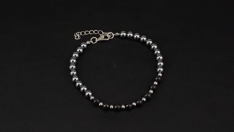 Terahertz and Shungite Beaded Anklet with Butterfly Charm in Silvertone and Stainless Steel (9.50-11.50In) 60.00 ctw