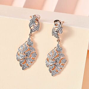 White Diamond Earring in Vermeil RG Over Sterling Silver