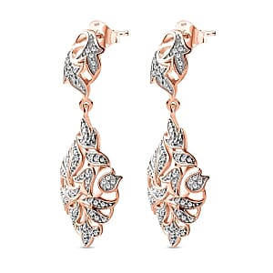 White Diamond Earring in Vermeil RG Over Sterling Silver