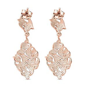 White Diamond Earring in Vermeil RG Over Sterling Silver