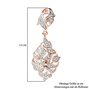 White Diamond Earring in Vermeil RG Over Sterling Silver
