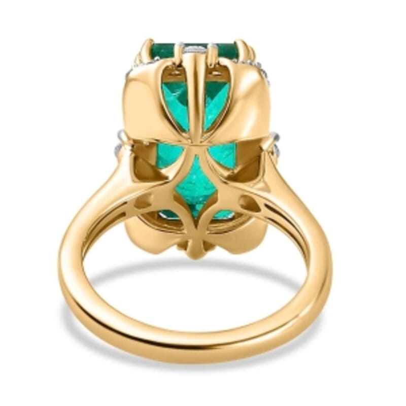 Emeraldine Triplet Quartz and White Zircon 7.58 ctw Ring in Vermeil Yellow Gold Over Sterling Silver (Size 10)
