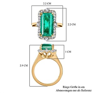 Emeraldine Triplet Quartz and White Zircon 7.58 ctw Ring in Vermeil Yellow Gold Over Sterling Silver (Size 10)