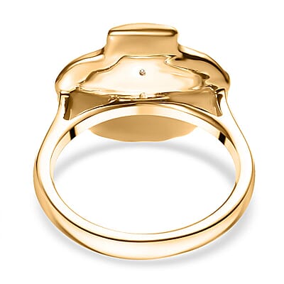 Karis White Diamond Accent Shell Ring in 18K YG Plated and Platinum Bond (Size 10.0)