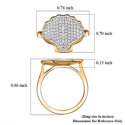 Karis White Diamond Accent Shell Ring in 18K YG Plated and Platinum Bond (Size 10.0)