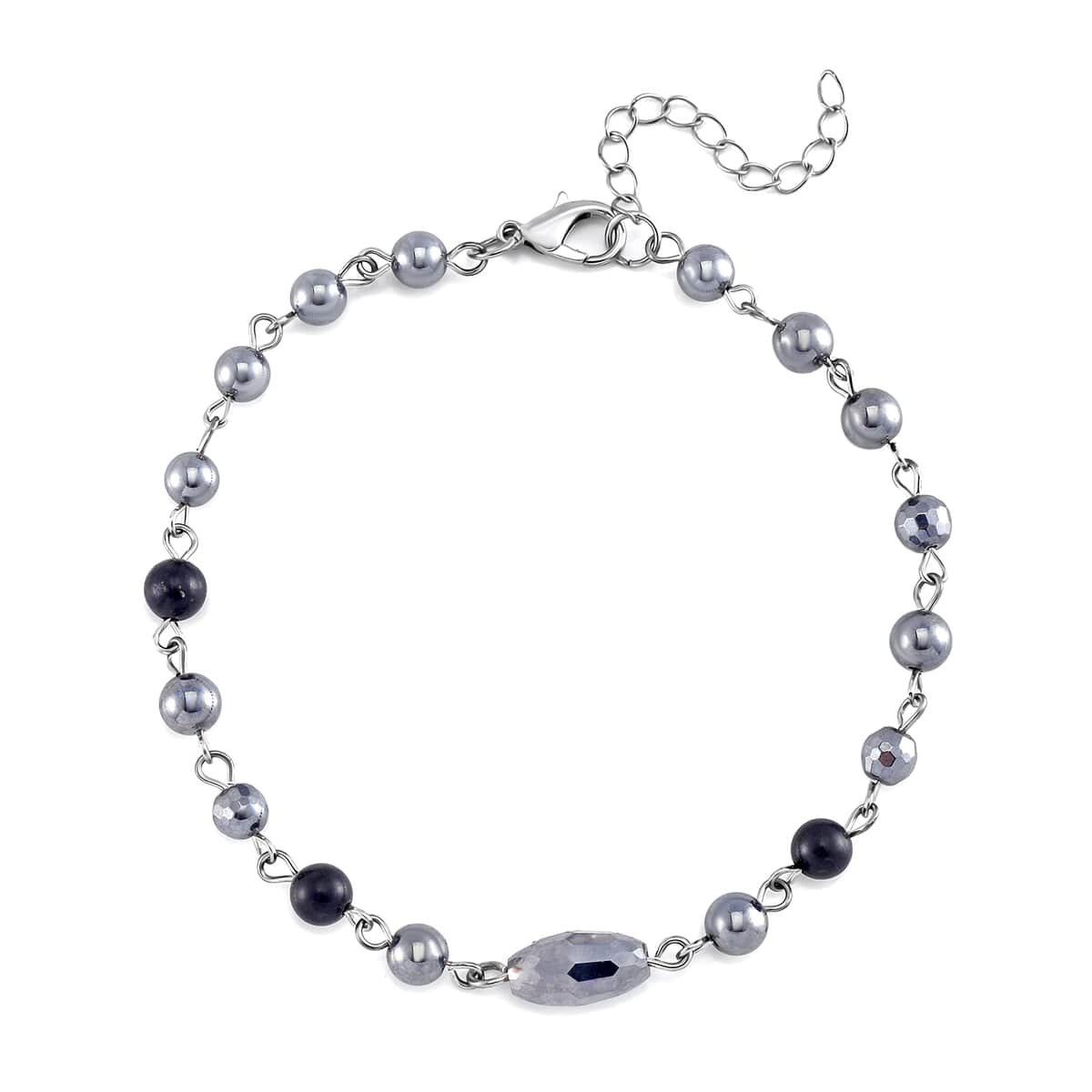 Terahertz, Shungite Beaded Anklet in Silvertone and Stainless Steel (9.50-11.50In) 27.00 ctw image number 0