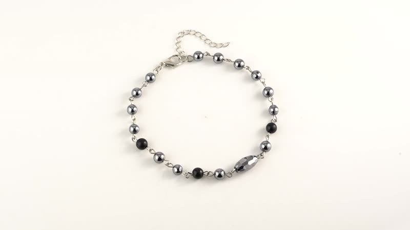 Terahertz, Shungite Beaded Anklet in Silvertone and Stainless Steel (9.50-11.50In) 27.00 ctw