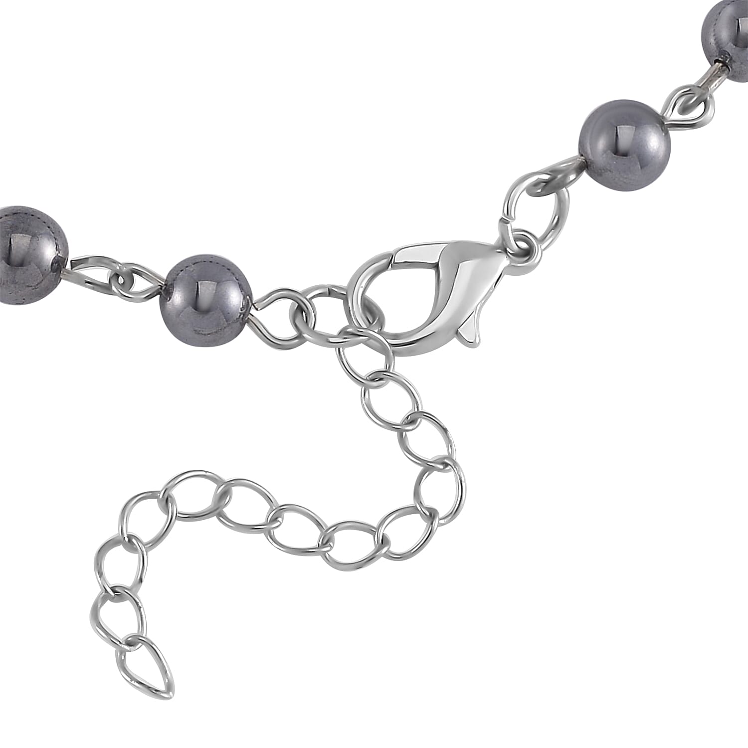 Terahertz, Shungite Beaded Anklet in Silvertone and Stainless Steel (9.50-11.50In) 27.00 ctw