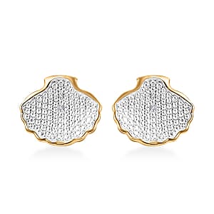 Karis White Diamond Shell Earrings in 18K YG Plated and Platinum Bond