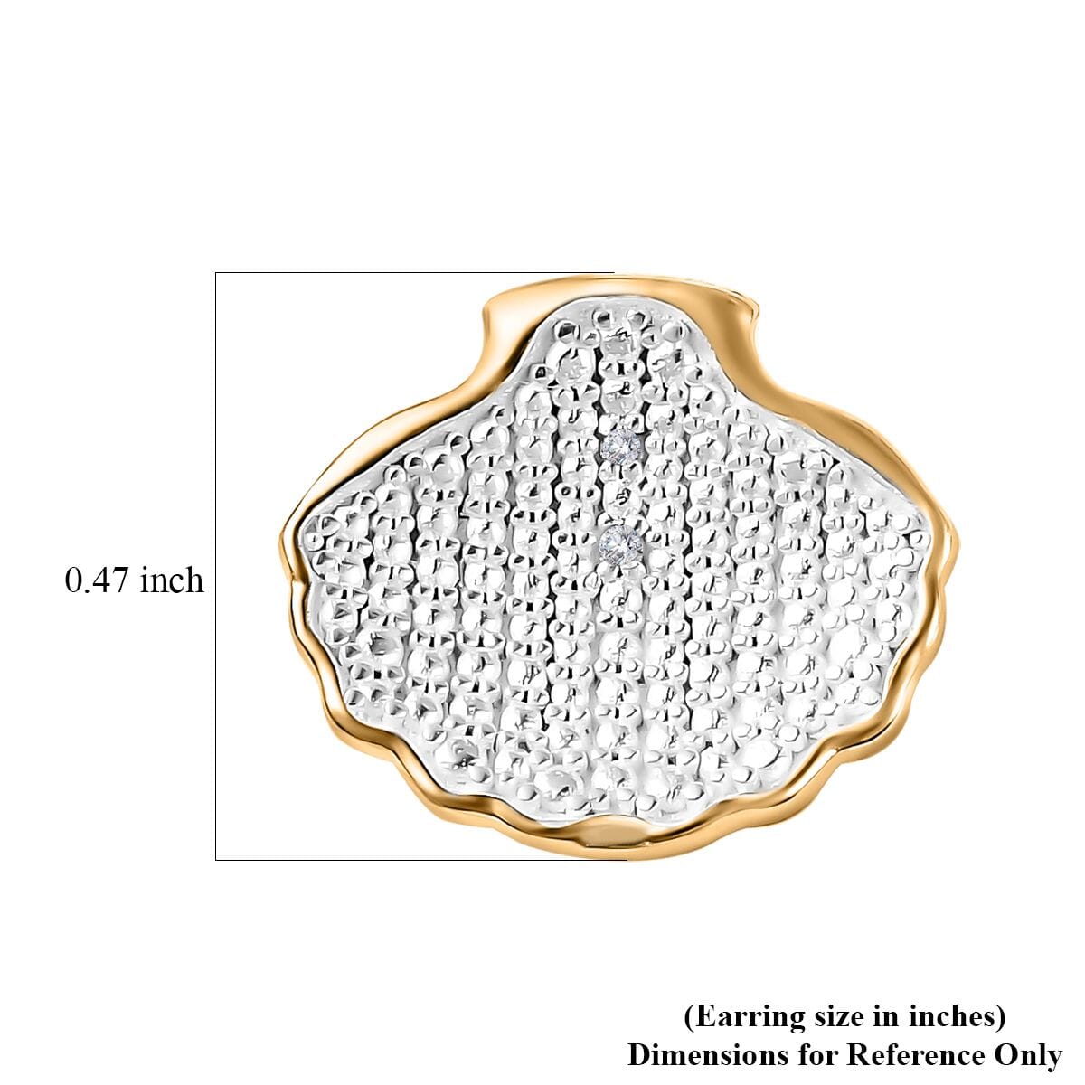 Karis White Diamond Shell Earrings in 18K YG Plated and Platinum Bond image number 4