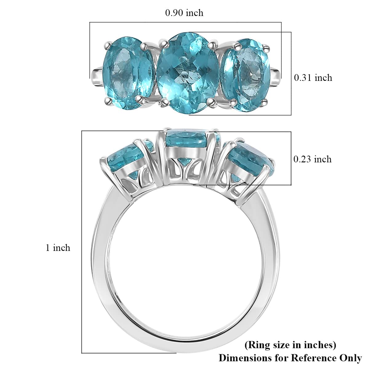 Luxoro 10K White Gold AAA Betroka Blue Apatite Trilogy Dolphin Ring (Size 10.0) 4.50 ctw image number 5