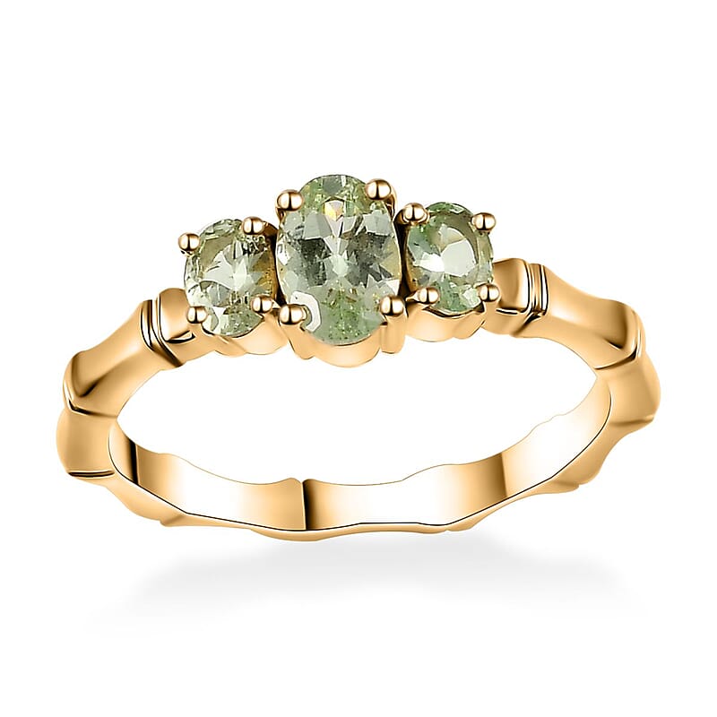 Brazilian Mint Garnet Bamboo Ring in 18K Vermeil Yellow Gold Over Sterling Silver (Size 10.0) 0.90 ctw