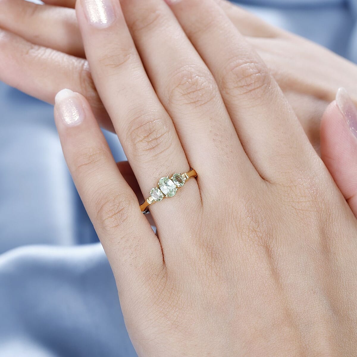 Brazilian Mint Garnet Bamboo Ring in 18K Vermeil Yellow Gold Over Sterling Silver (Size 9.0) 0.90 ctw image number 2