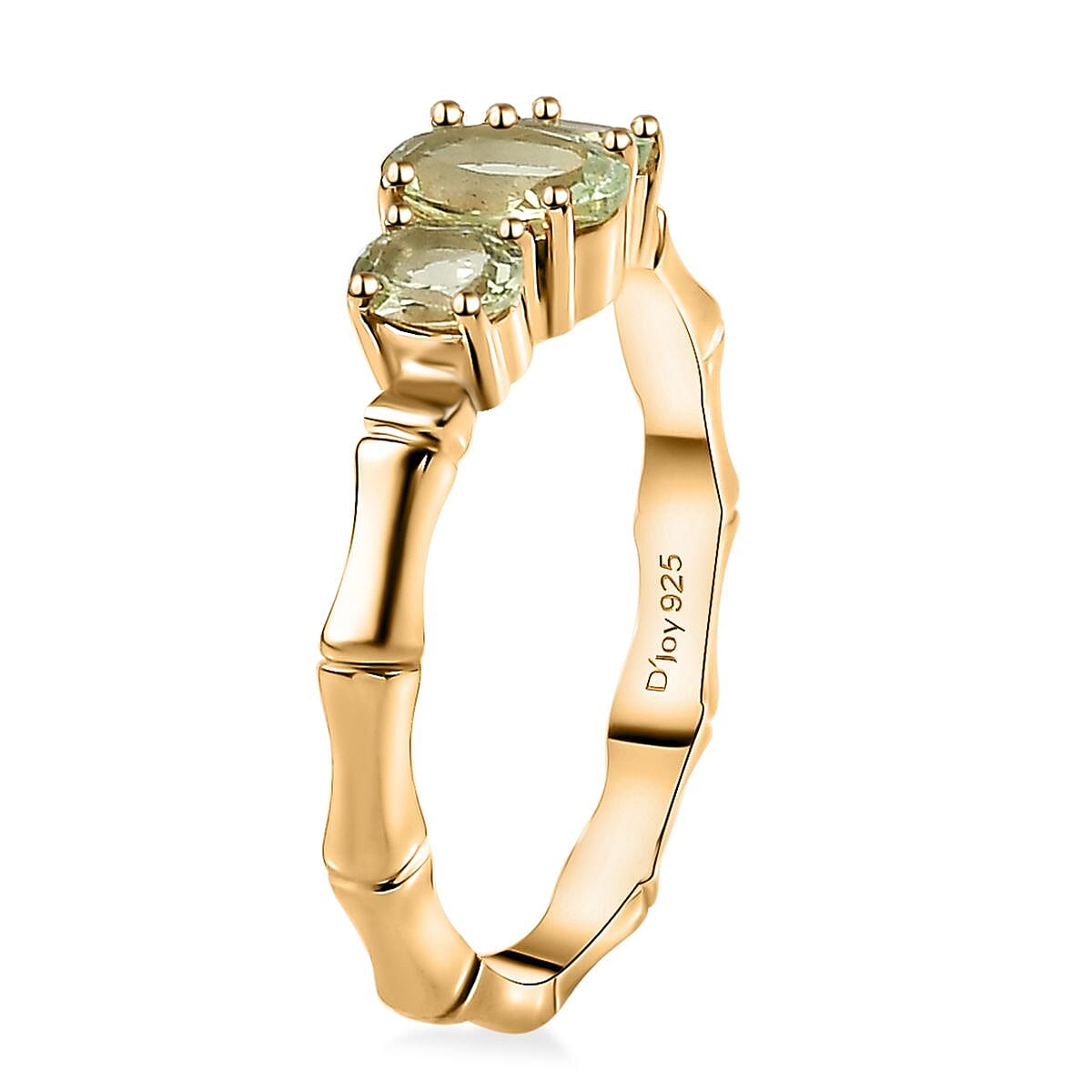 Brazilian Mint Garnet Bamboo Ring in 18K Vermeil Yellow Gold Over Sterling Silver (Size 9.0) 0.90 ctw image number 3