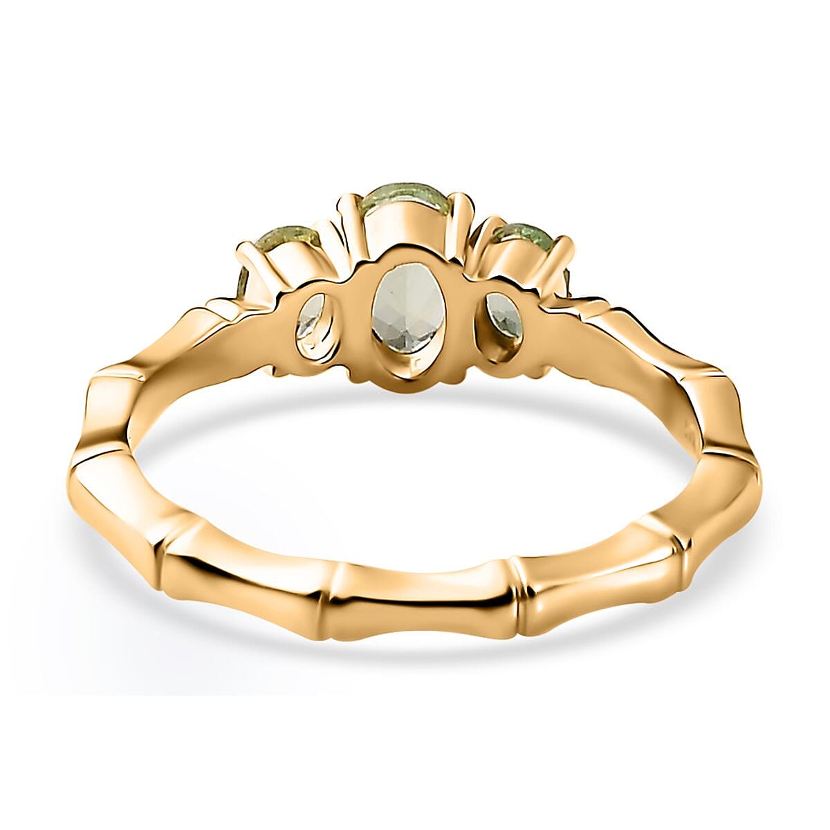 Brazilian Mint Garnet Bamboo Ring in 18K Vermeil Yellow Gold Over Sterling Silver (Size 9.0) 0.90 ctw image number 4
