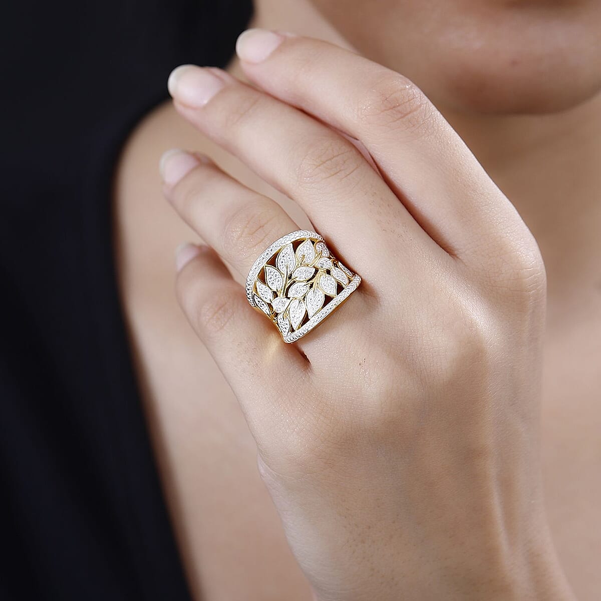 Karis Diamond Accent Ring in 18K YG Plated (Size 9.0) image number 2