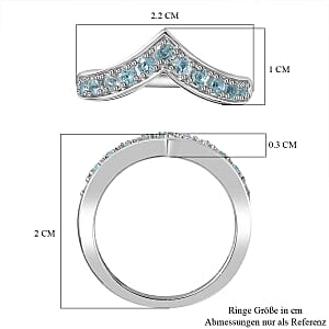 Betroka Blue Apatite 0.44 ctw Band Ring in Platinum Over Sterling Silver (Size 6.5)