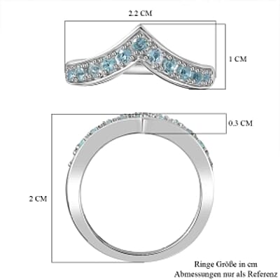 Betroka Blue Apatite 0.44 ctw Band Ring in Platinum Over Sterling Silver (Size 6.5)