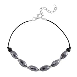 Terahertz and Shungite Beaded Anklet in Silvertone and Stainless Steel (9.50-11.50In) 27.50 ctw