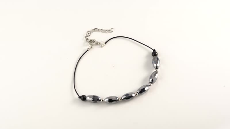 Terahertz and Shungite Beaded Anklet in Silvertone and Stainless Steel (9.50-11.50In) 27.50 ctw