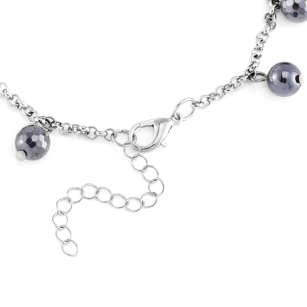 Terahertz and Shungite Beaded Anklet in Silvertone & Stainless Steel (9.50-11.50In) 37.00 ctw image number 3