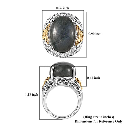Karis Malagasy Labradorite Solitaire Ring in 18K YG Plated and Platinum Bond (Size 10.0) 12.75 ctw