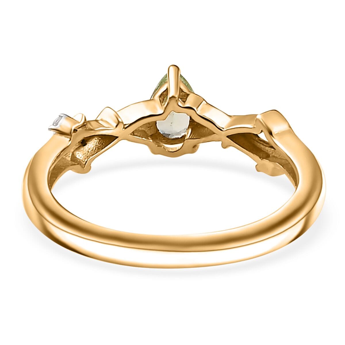 Brazilian Mint Garnet and White Zircon Branch Ring in 18K Vermeil Yellow Gold Over Sterling Silver (Size 5.0) 0.50 ctw image number 4