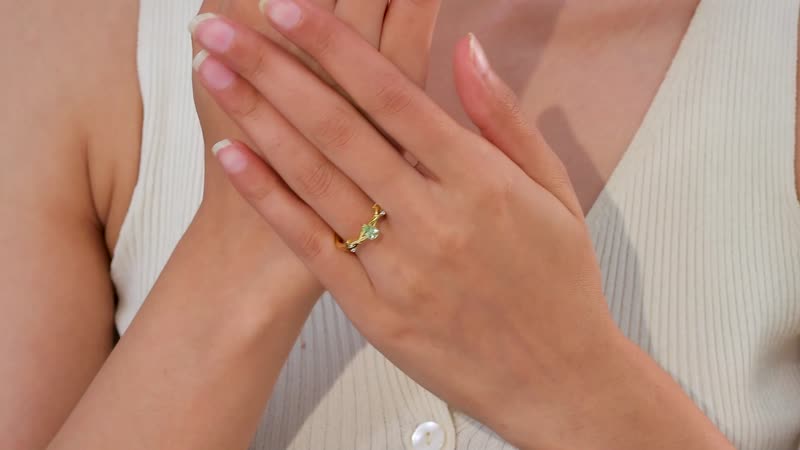 Brazilian Mint Garnet, White Zircon Ring in 18K Vermeil YG Over Sterling Silver (Size 8.0) 0.50 ctw