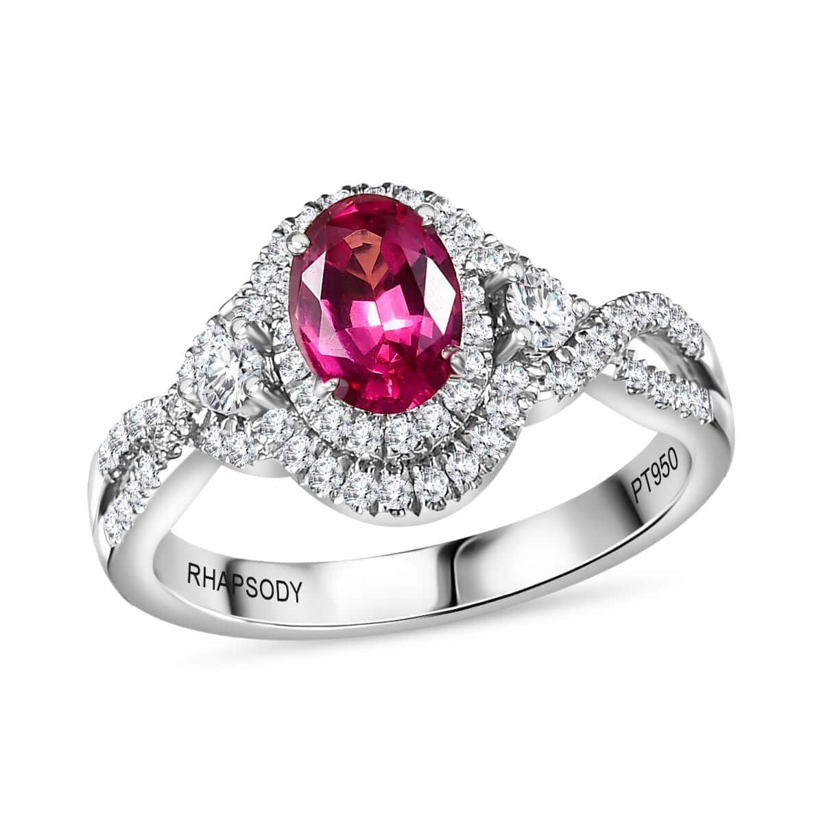 Certified & Appraised Rhapsody 950 Platinum AAAA Mahenge Spinel and E-F VS Diamond Ring 6.80 Grams 1.05 ctw image number 0