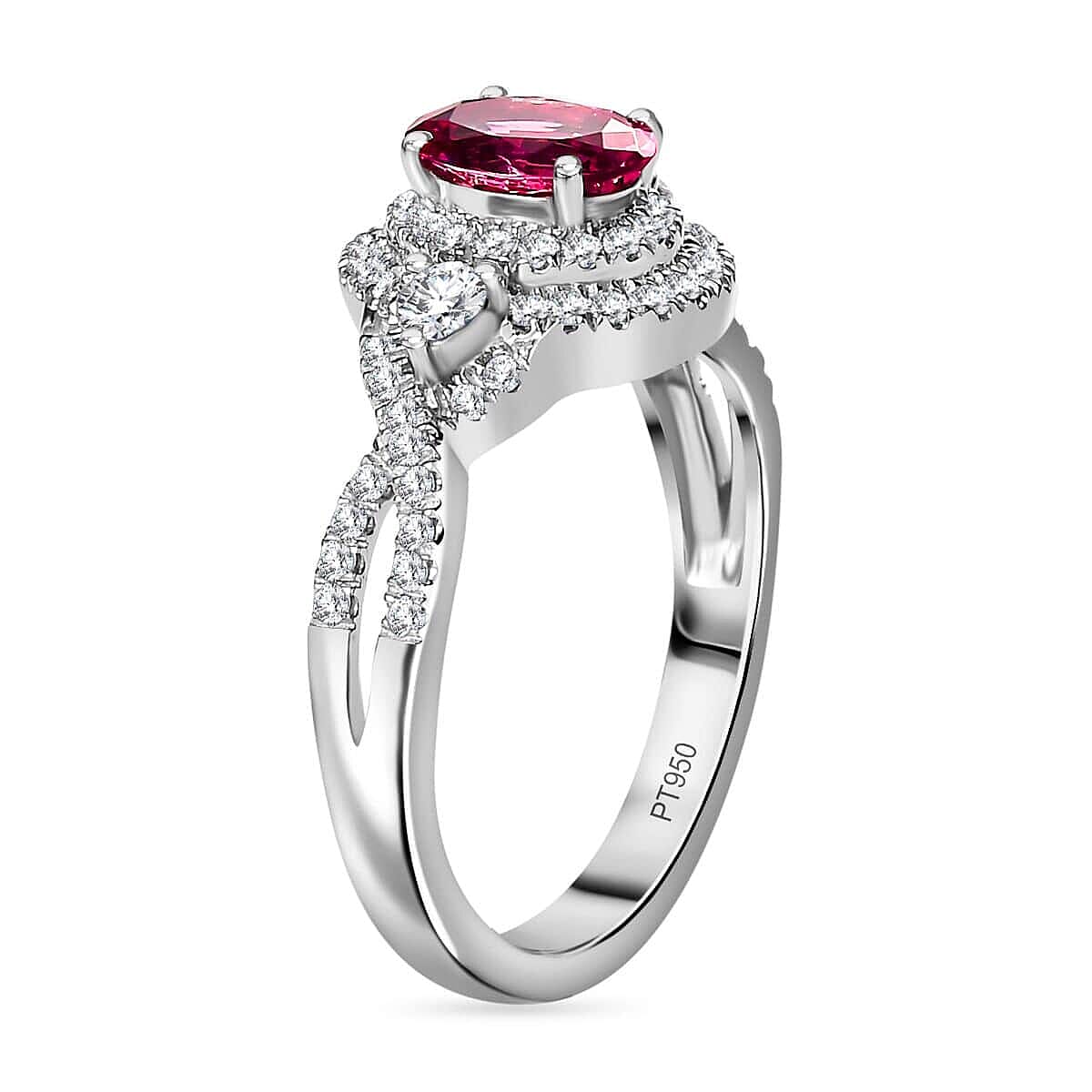 Certified & Appraised Rhapsody AAAA Mahenge Spinel and E-F VS Diamond 1.05 ctw Ring in 950 Platinum (Size 10.0) 6.80 Grams