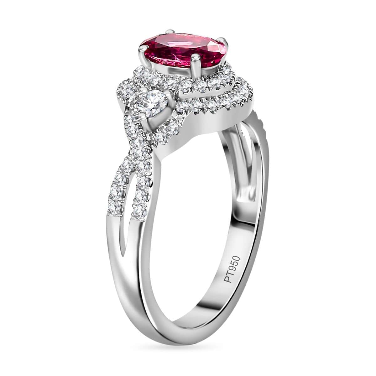 Certified & Appraised Rhapsody 950 Platinum AAAA Mahenge Spinel and E-F VS Diamond Ring 6.80 Grams 1.05 ctw image number 3