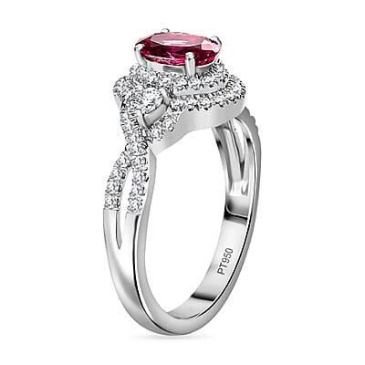 Certified & Appraised Rhapsody AAAA Mahenge Spinel and E-F VS Diamond 1.05 ctw Ring in 950 Platinum (Size 10.0) 6.80 Grams