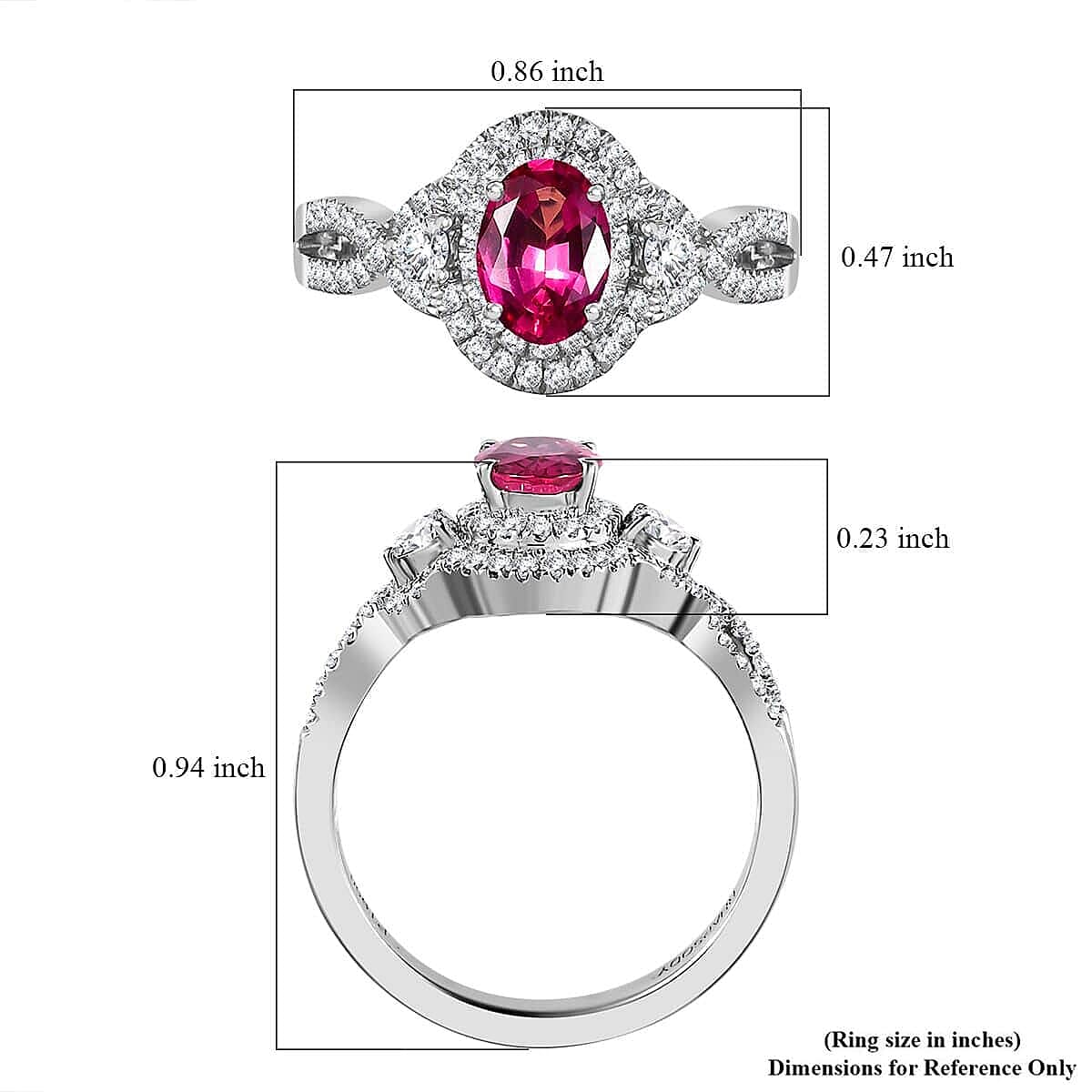 Certified & Appraised Rhapsody AAAA Mahenge Spinel and E-F VS Diamond 1.05 ctw Ring in 950 Platinum (Size 10.0) 6.80 Grams