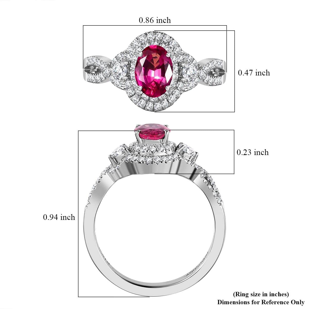 Certified & Appraised Rhapsody 950 Platinum AAAA Mahenge Spinel and E-F VS Diamond Ring 6.80 Grams 1.05 ctw image number 5