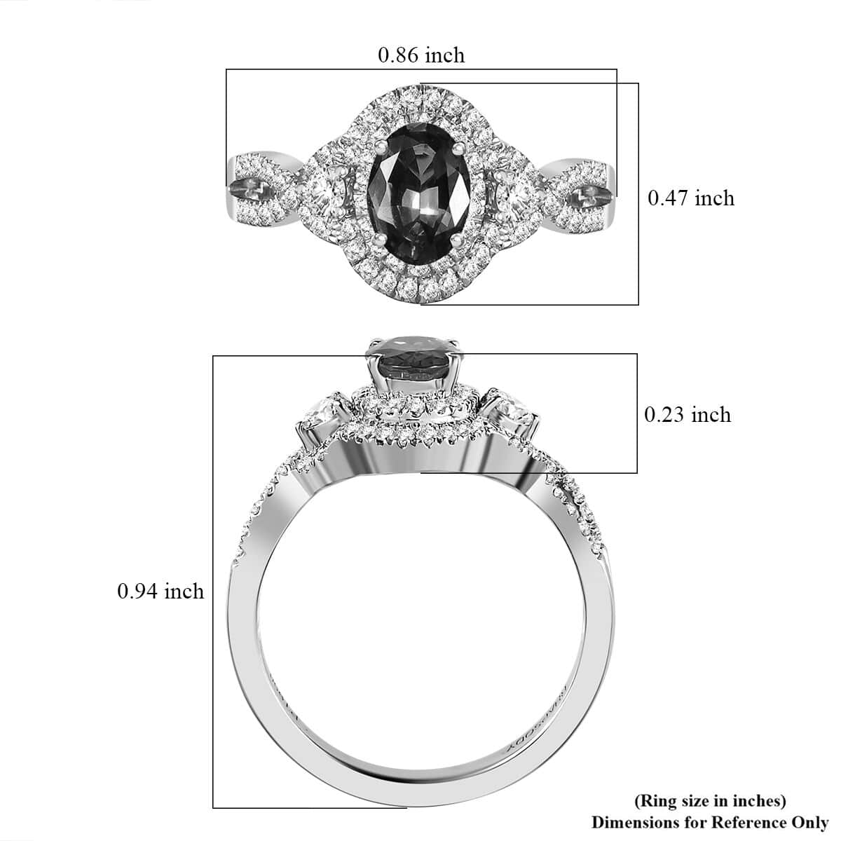 Certified & Appraised Rhapsody 950 Platinum AAAA Mahenge Spinel and E-F VS Diamond Ring (Size 6.0) 6.80 Grams 1.05 ctw image number 5