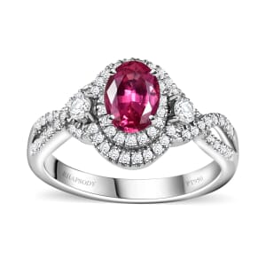 Certified & Appraised Rhapsody AAAA Mahenge Spinel and E-F VS Diamond 1.05 ctw Ring in 950 Platinum (Size 7.0) 6.80 Grams