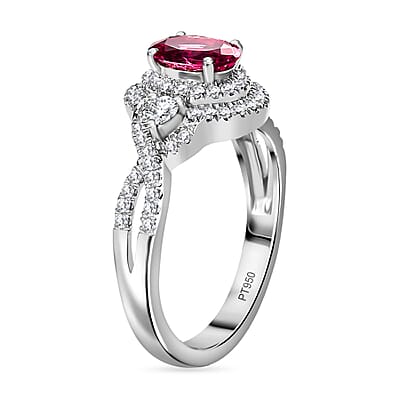 Certified & Appraised Rhapsody AAAA Mahenge Spinel and E-F VS Diamond 1.05 ctw Ring in 950 Platinum (Size 9.0) 6.80 Grams