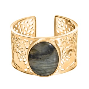 Karis Malagasy Labradorite 75.20 ctw Bangle in 18K YG Plated (6.50 In)
