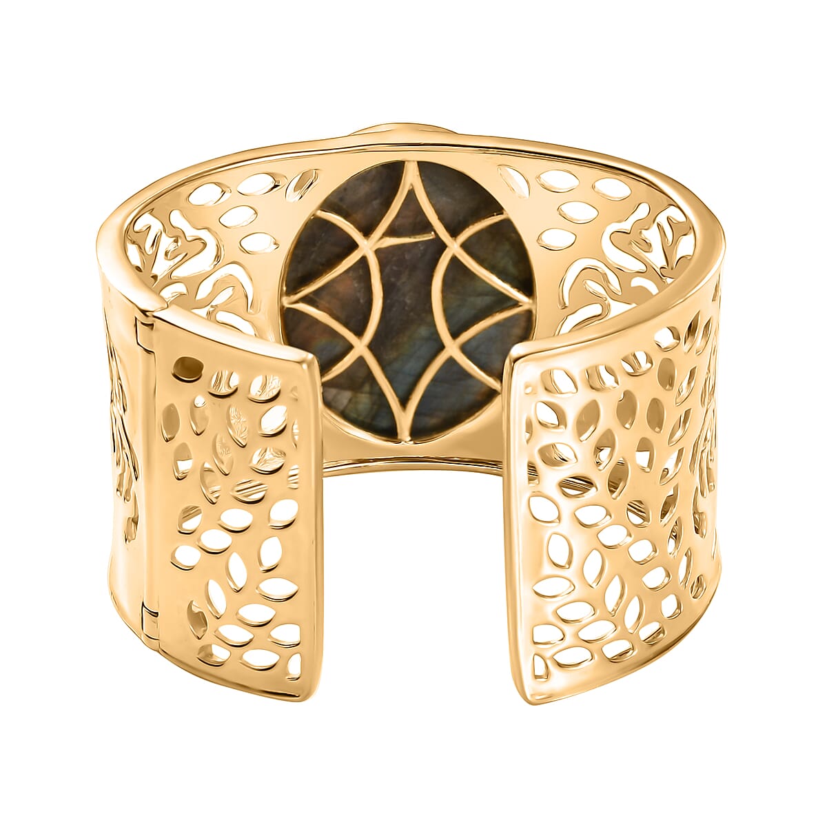 Karis Malagasy Labradorite 75.20 ctw Cuff Bracelet in 18K YG Plated (7.25 In) image number 4