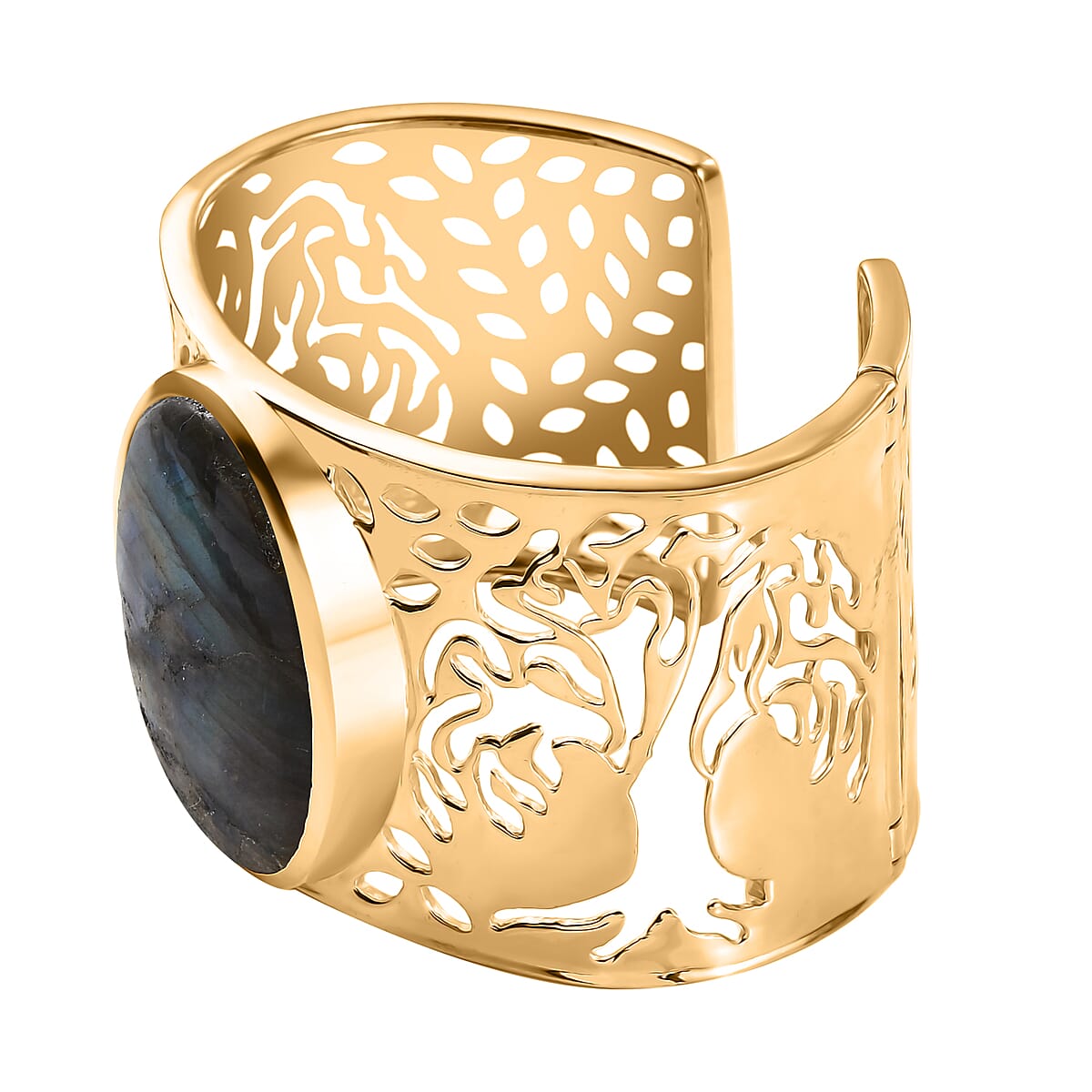 Karis Malagasy Labradorite 75.20 ctw Cuff Bracelet in 18K YG Plated (8.00 In) image number 3