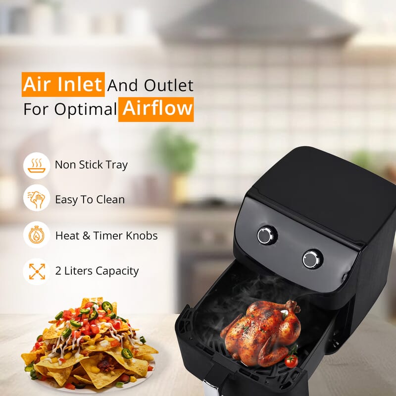 Air Fryer with Non Stick Frying Plate, 8L (1700w, 120v) - Black
