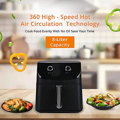 Air Fryer with Non Stick Frying Plate, 8L (1700w, 120v) - Black