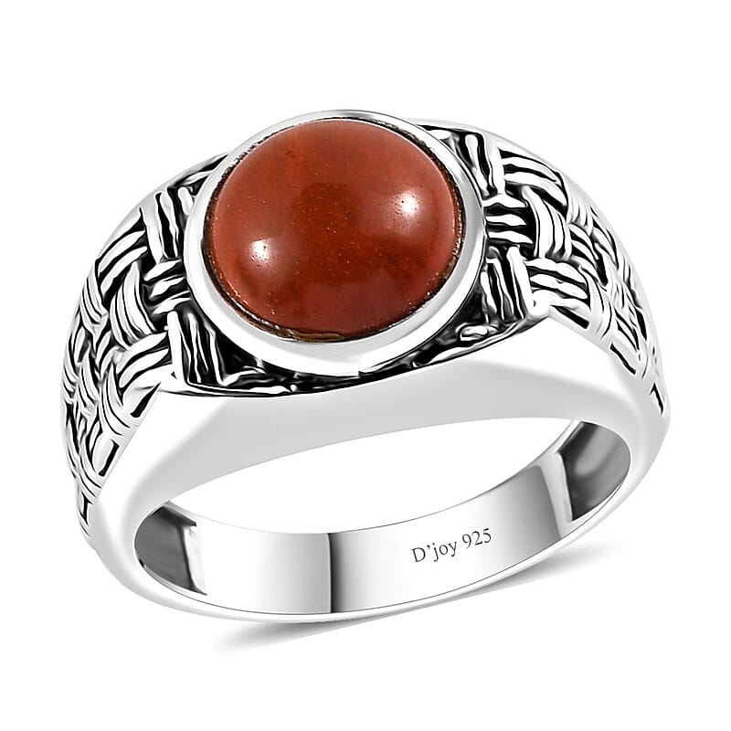 Red Jasper Men's Ring in Sterling Silver (Size 9.0) 2.50 ctw
