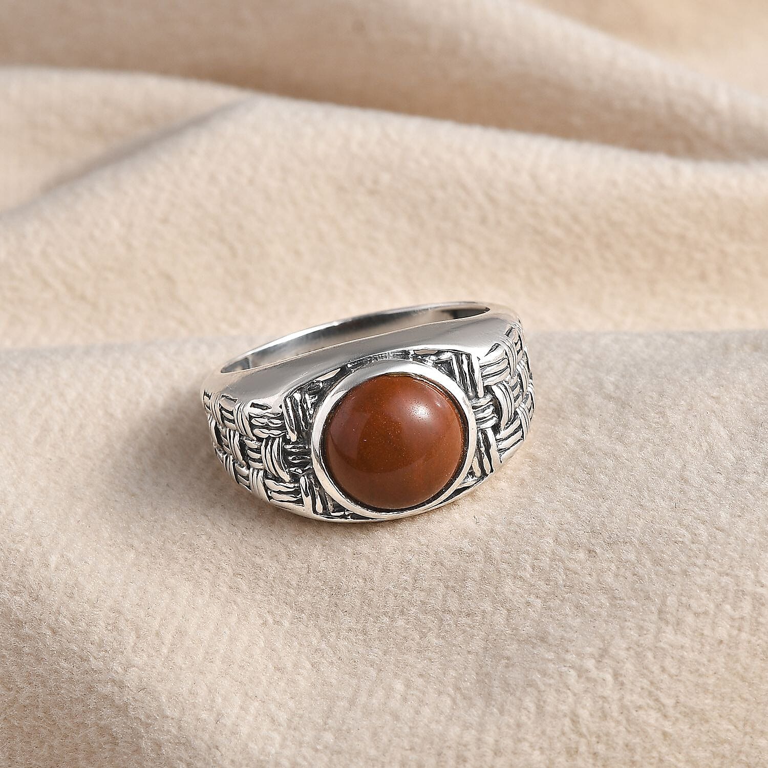 Red Jasper Men's Ring in Sterling Silver (Size 9.0) 2.50 ctw